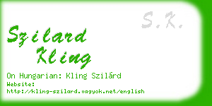 szilard kling business card